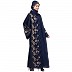 Premium Front open abaya with side embroidery work- Navy Blue